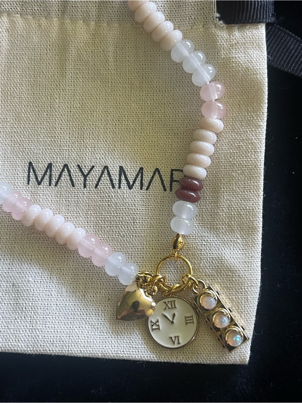 Mayamar Beaded Charm Necklace with Gold Accents